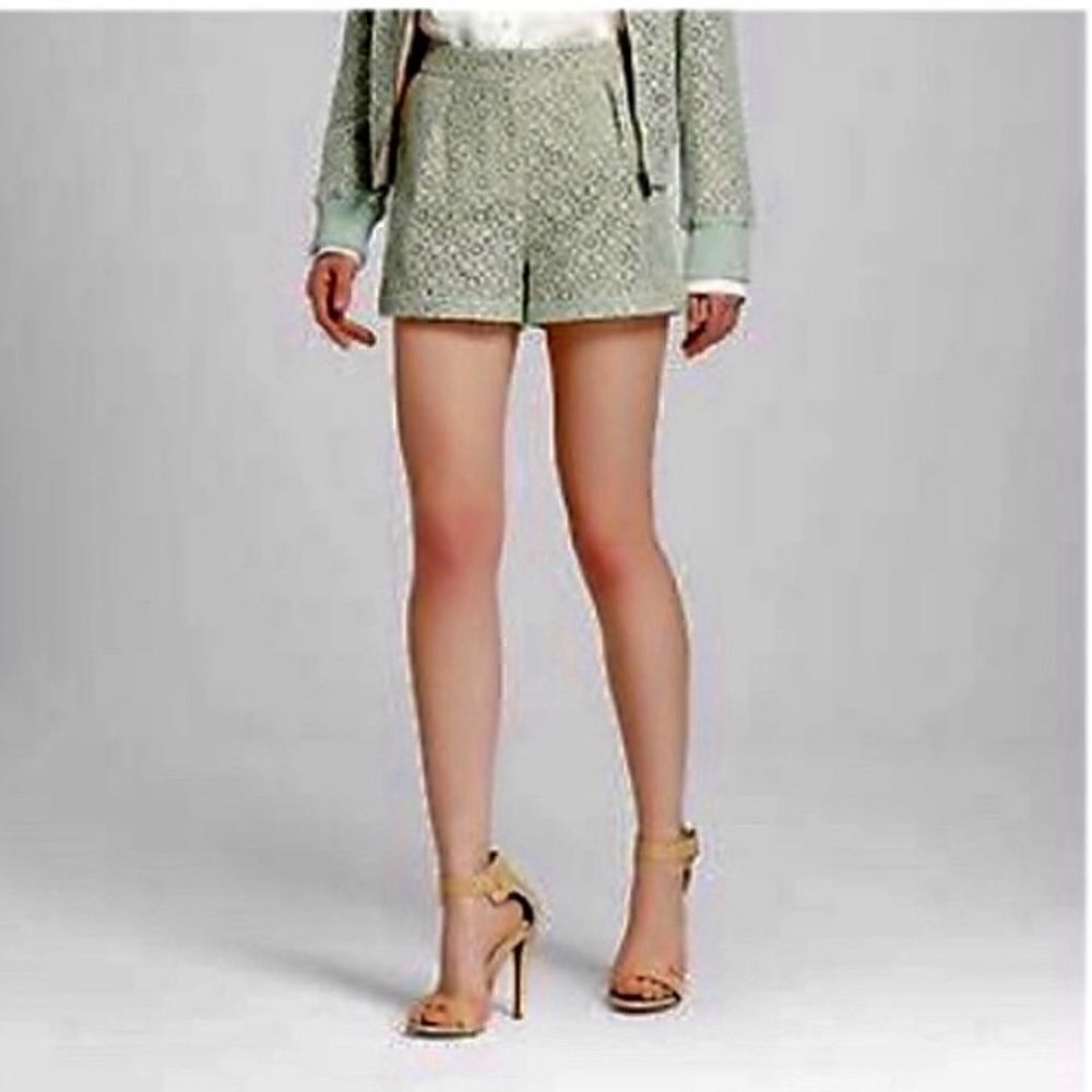 Victoria Beckham Mint Green Eyelet Shorts size 4